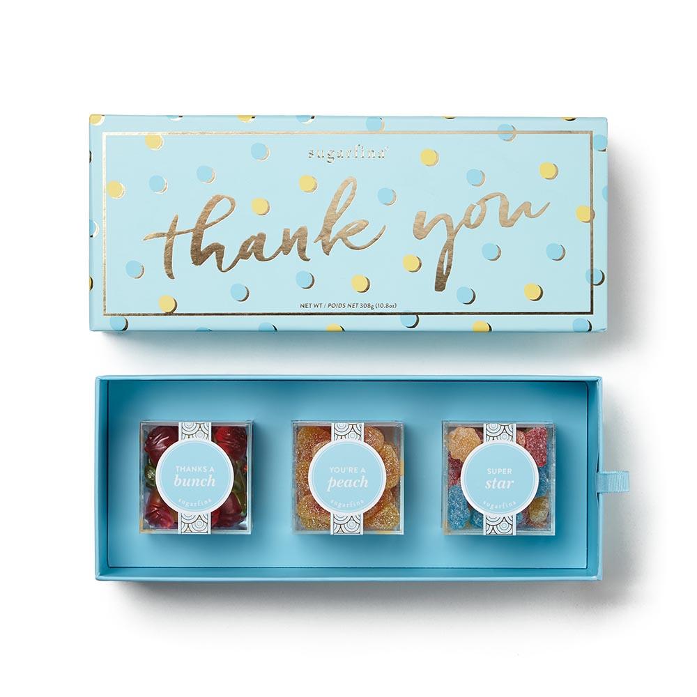 Sugarfina Thank You Bento Box, 25.6 oz gift box with 3 candy cubes of 3 flavors
