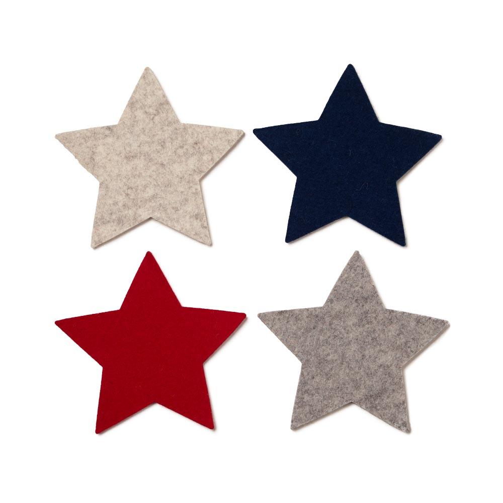 Wool Felt Star Coasters, Set of 4