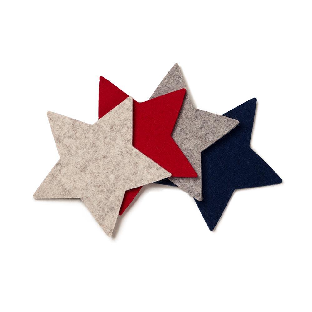 Wool Felt Star Coasters, Set of 4