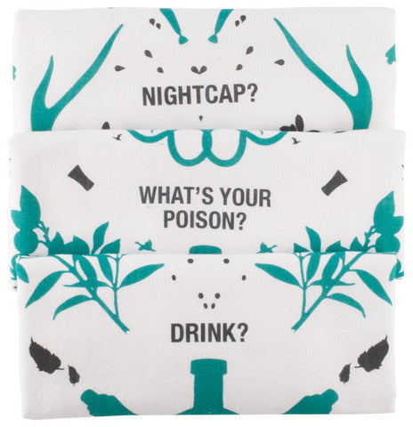 bar towels and glasses