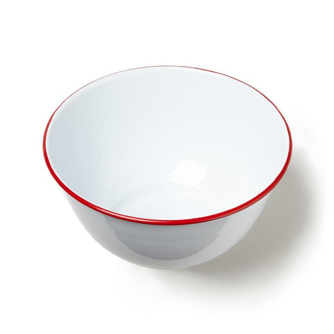 Red Rim Large Enamelware Serving Bowl