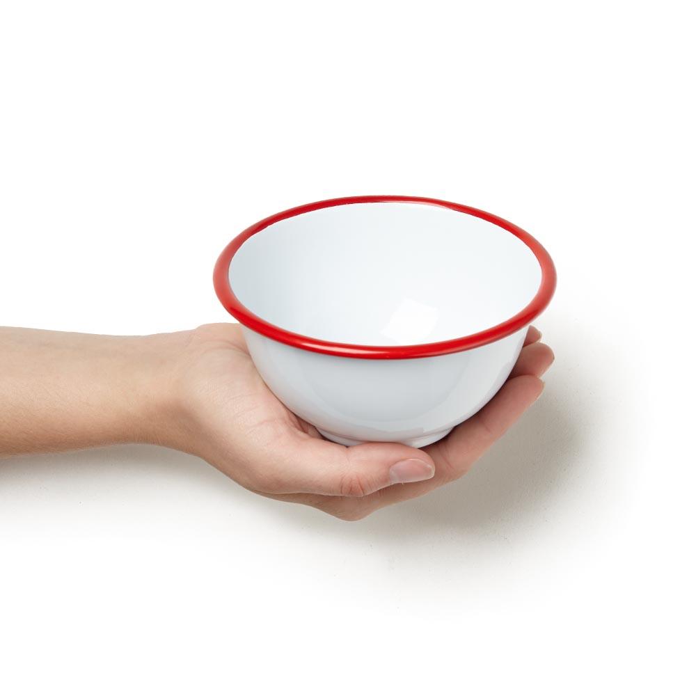 Red Rim Small Enamelware Snack Bowl