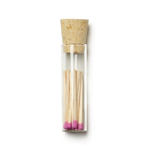 Vial of pink tipped mini matches