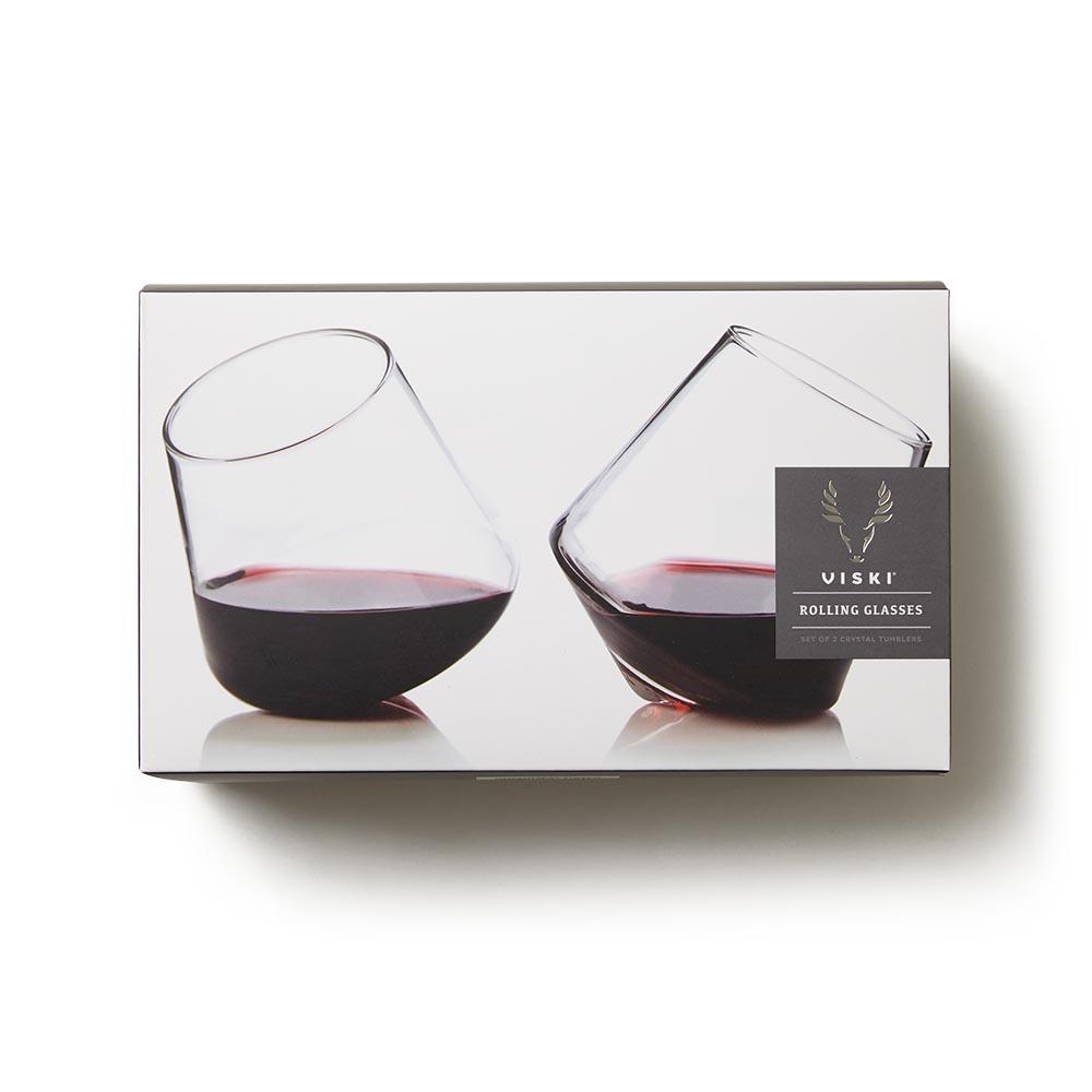 Rolling Crystal Wine Glasses, Set of 2
