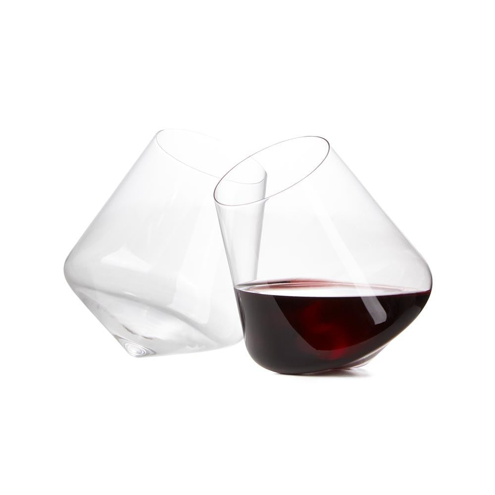 Rolling Crystal Wine Glasses, Set of 2
